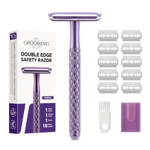 TGS Purple Single Blade Razor for Women with 10 Double Edge Blades