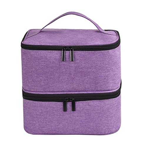 ZFZGFRCS Estojo organizador de esmalte atualizado – comporta 30 frascos e 1 luz de unha, bolsa organizadora de camada dupla, bolsa organizadora de esmalte com alças (estilo B-roxo)
