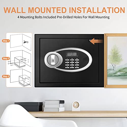 0.8 Cu Ft Small Home Safe Fireproof Waterproof, Digital Security Safe Box With Programmable Keypad, Fireproof Safe For Firearm Medicine Money Documents Valuables #TOP6