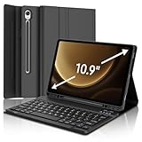 Keyboard Case for Samsung Galaxy Tab S10 FE/S9 FE 10.9-inch, Galaxy Tab S9 11-inch Case with Keypad, Smart Cover for Galaxy Tab S9 fe Keyboard, S Pen Holder&Charging Folio for S10FE 2025/S9FE, Black