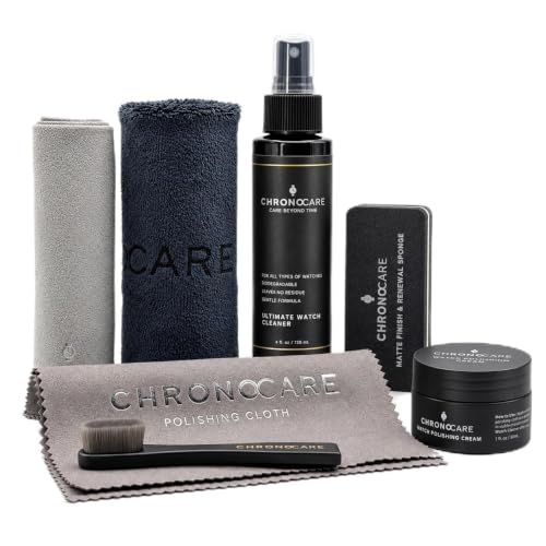 Watch Polishing & Cleaning Kit – Scratch Repair Cream, Polishing Cloth, Cleaner Spray, Matte Renewal Sponge, Brush & Premium Drying Towel – Safe for All Luxury Metal Watches – Complete Restoration Set Deal