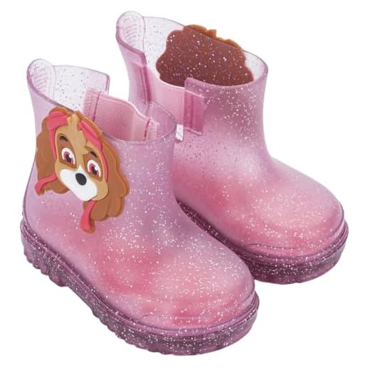 Galocha Infantil Patrulha Canina Bota Chuva Grendene Kids, Menino Menina, Rosa com Glitter e Azul, Skye e Chase (Rosa, ., BR, Criança de 1 a 3 anos, Faixa Numérico, 23, 24)