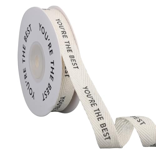 Cotton Ribbon, 10 Yard/9.14m Gift Wrapping Ribbon Vintage Decoration for Holiday Party Gifts Wrapping Crafts Supplies (You're The Best Style)