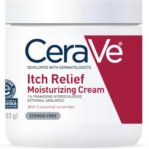 CeraVe Moisturizing Cream for Itch Relief, Anti Itch Cream with Pramoxine Hydrochloride, Relieves Itchy with Minor Skin Irritations, Sunburn Relief, Bug Bites, Fragrance Free, 16 Ounces (Pack of 12) - image 1