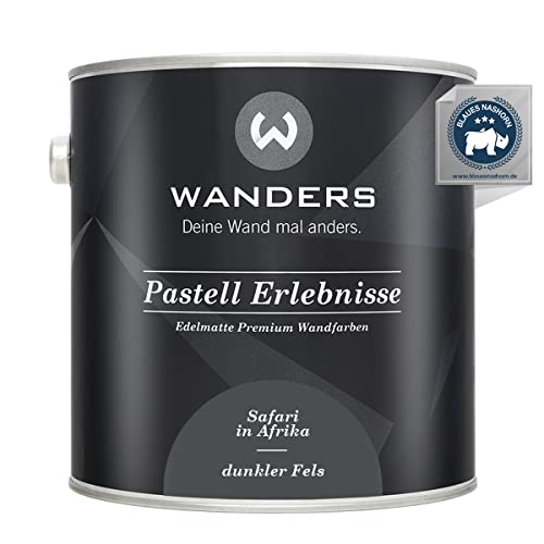 Wanders Pastell Erlebnisse 2,5L - Dunkler Fels/Dunkelgrau - Edelmatte Wandfarbe! Küchenmöbellack und Möbelfarbe. Kreidefarbe für Holz & mehr. Hohe Deckkraft, schnell trocknend