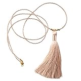 Champagne Tassel Cream Long Beaded Necklace 33 inches Mothers Day Gift