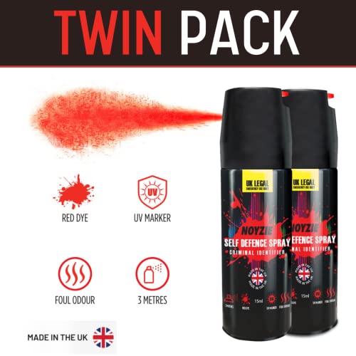 Self Defence Spray UK Legal Pepper Spray Alternative for Men & Women with UV Marking & Keychain - Criminal Identifier Spray for Personal Protection TWIN PACK 15ml