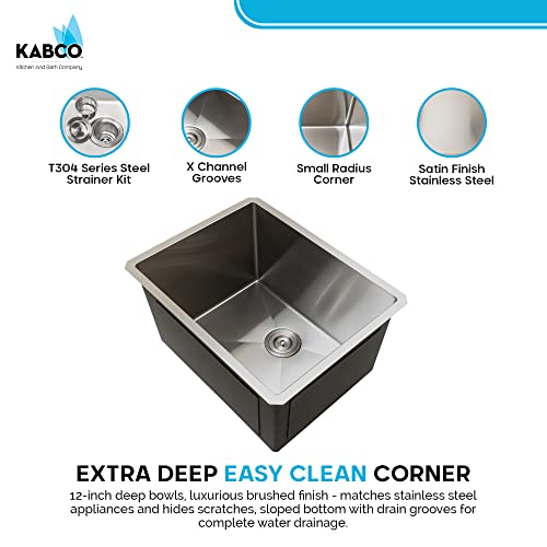 Kabco 23 Inch 18 Gauge Stainless Steel Undermount Laundry Utility Sink, Laser Cut Rust, Sound And Heatproof Single Bowl Laundry Sink With Sink Strainer And Removable Garbage Basket #TOP6