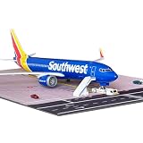 LDQUNS B737 Airplane Model, 1/85 Scale B737 Model 18.5 Inches Length, with LED Lights and Rubber Airport Mat - Ideal Collection and Gift