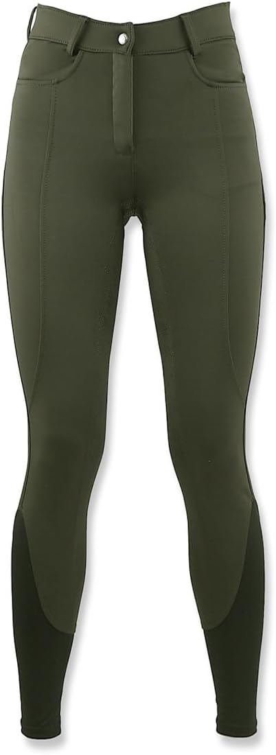 Women's Equestrian Pants, Absorbent, Quick Drying, High Stretch, Culotte, Full Grip, Olive