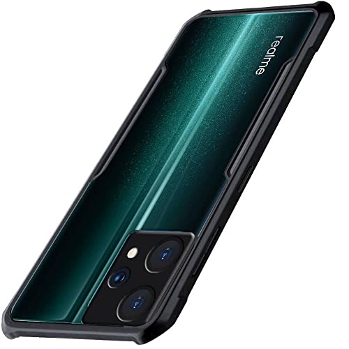 Image of A rtistque Clear Hard Transparent Acrylic Armor Anti-Drop Shockproof TPU Edge Back Cover Case for Realme 9 Pro 5G - Black