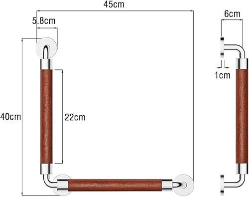 Miniatura 6 de Barra de agarre de madera para ducha, mango de ducha, montado en la pared, mango de baño hecho de asas de seguridad para baños, personas mayores y
