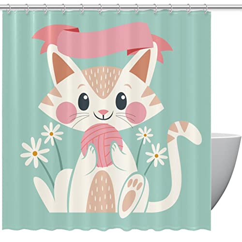 Rideau de douche chat imperméable coloré 183x183 cm - 2