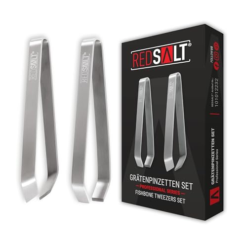 REDSALT® Professional Bone Tweezer Set of 2 11 cm Rustproof Stainless Steel Matt INOX 18/10 Quality Herringbone Tweezer