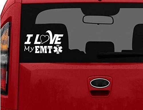 StickerLoaf Brand CUSTOM I LOVE MY EMT car truck Laptop Decal Sticker decals sticker EMT EMS MEDIC PARAMEDIC Heart FIREFIGHTER Fire Medic Nurse RN Rescue Ambulance Trauma Star of Life