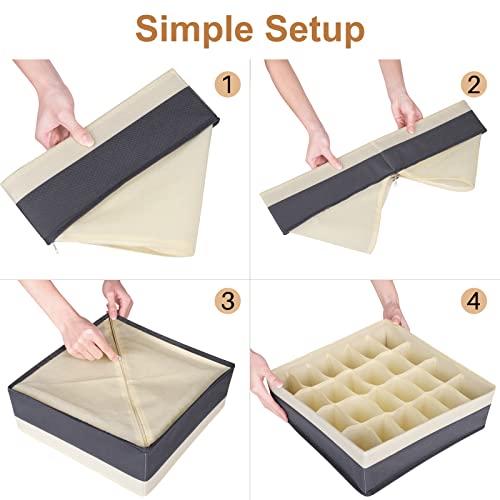 StorMiracle-Drawer-Organizer-Divider-Foldable-Closet-Storage-Organizer-Basket-and-Fabric-Organization-Bins-for-Clothes-Socks-Underwear-Bras-Ties-Accessories-4-Pcs-Beige-Dark-Grey