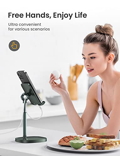 Image of LISEN Green Office Accessories and Decor, Green Phone Stand Computer Office Fun Desk Accessories Bathroom Essentials Desk Accessories for Kindle Stand Moms Gift Birthday Decorations 4-10 inch