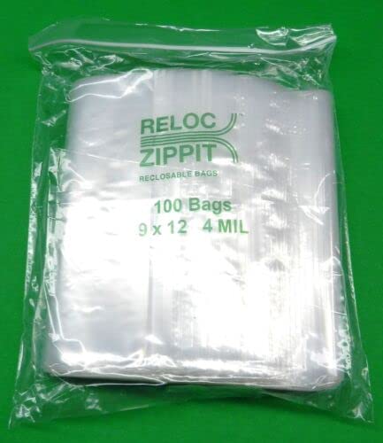 Reloc Zippit Beutel, 22,9 x 30,5 cm, transparent, 4 mm, wiederverschließbar, dick, strapazierfähig, mit Reißverschluss, 100 Stück JTS