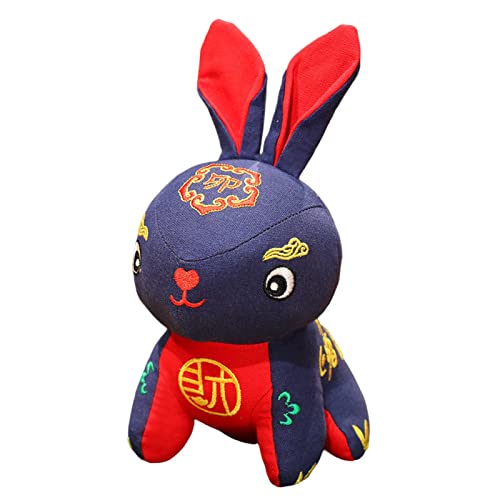 Curfair 2023 Rabbit Chinese New Year Rabbit Doll, Rabbit Plush Toy Lovely Tassel Lying Position Bunny Doll Stuffed Animal 2023 Year Zodiac Rabbit Doll New Year Gift Blue S #TOP14