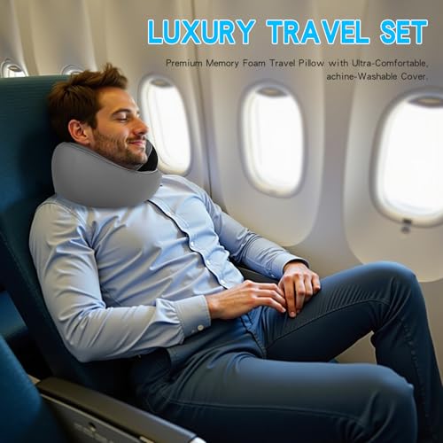 Almohada de espuma viscoelástica de viaje ajustable gris miniatura 2