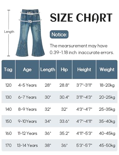 Jeans évasés pour filles style patchwork original et étoiles