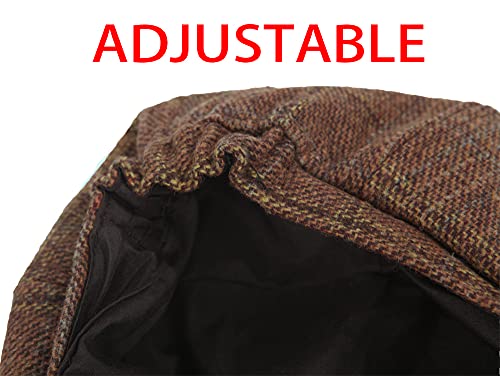 Plaid Newsboy Hat Striped Visor Beret Cap For Women Girls Tweed Gatsby Paperboy Hat Flat Ivy Cap Brown #TOP4