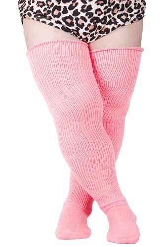 Women's Plus Size Thigh High Socks for Thick Thighs Striped Thick Over the Knee Socks Leg Warmer Boot Socks