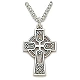 True Faith Jewelry Sterling Silver Celtic Trinity Cross Pendant Necklace Antique Finish Religious Jewelry, 7/8 Inch