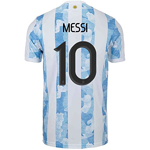 Messi #10 Argentina Home Men's Soccer Jersey- 2021/22 (Small) White/Blue