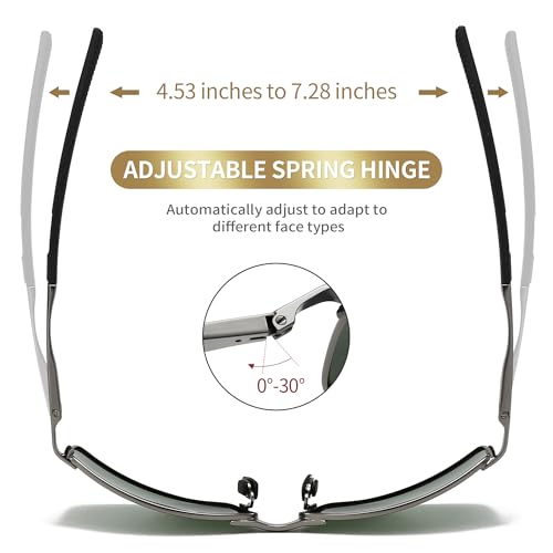 Image of SUNGAIT Ultra-Lightweight Polarized Sunglasses Men for Driving Fishing Golf, Rectangular Metal Frame with Spring Hinge