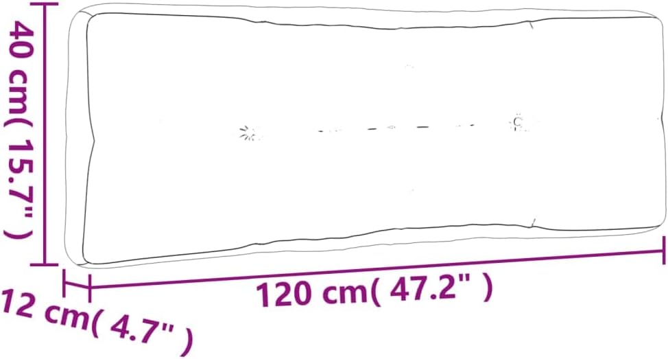 vidaXL Pallet Cushion Grey 100% Polyester 47.2 in x 15.7 in x 4.7 in