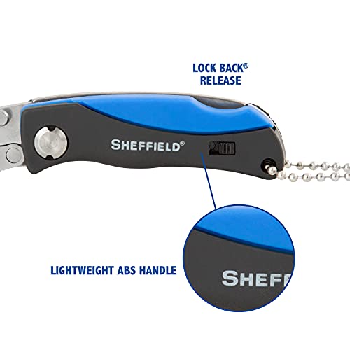 Image of Sheffield Mini Box Cutter, Mini Utility Knife Aluminum Handle, Accepts Mini Utility Blades, Keychain Knife for Home, Office, Trades, and Warehouse