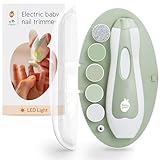 Cherish Baby Care Lima Uñas Eléctrica con Luz LED para Bebés - Lima Uñas Bebé con Parada Automática de Seguridad, Cortaúñas Bebé (+ Estuche de Viaje)