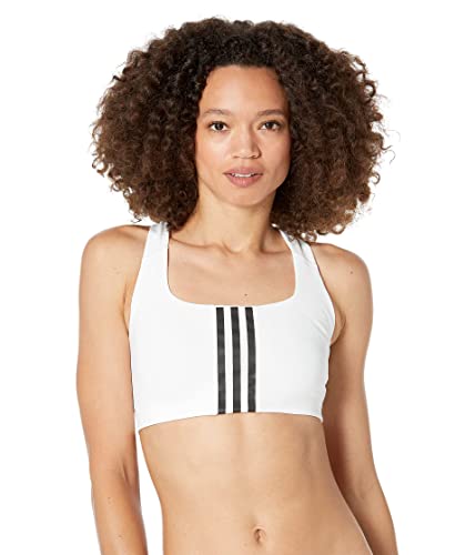 Adidas Women's Plus Size Training Medium Support Better 3-Stripes Bra, White, 2X