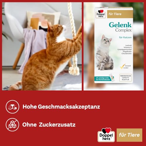 Doppelherz Gelenk Complex für Katzen – Mit essentiellen Omega-3 Fettsäuren + Vitamin E – 25 Licks