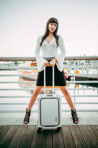 Enkloze X1 Carbon White Carry-On 21" Spinner 100% Pc Tsa Approved Front Loading Zipperless #TOP4