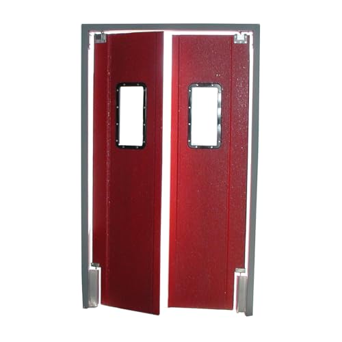 Image of 36 inch x 84 inch Pro Tuff Red Double Panel Commercial Restaurant Kitchen Swinging Traffic Door, Kitchen Swing Restaurant Door from Discount Commercial Doors