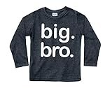 Big Brother Shirt, Big bro Shirt, Big Brother Announcement Shirt, Big Brother t Shirt Toddler (3T, Charcoal Black - Long Sleeve)
