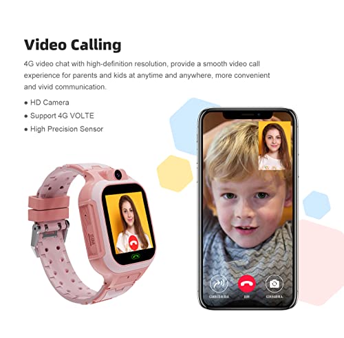 Image of WEARFIT Scout 4G Kids Smart Watch with GPS Tracker - 2-Way Video Calling, Location Tracking, SOS Alert & Parental Controls 7 Games - Smartwatch for Boys & Girls Ages 3-12 No Jio Support (Pink)
