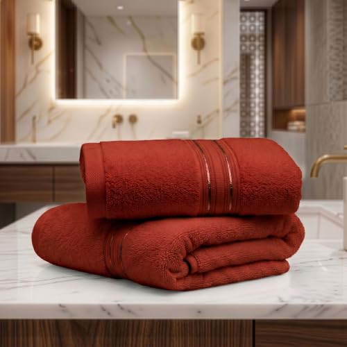 Image of LANE LINEN 575 GSM 100% Cotton Hand Towel 2PC - Dark Brown | Zero-Twist Weave, True 60x40cm Each, Quick Dry & Absorbent, Ideal for Gym & Daily Use
