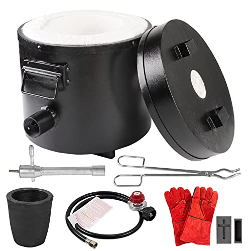 ZXMT 6KG Propane Melting Furnace Kit Graphite Crucible 1300°C /2372°F Casting Refining Smelting for Precious Metals Gold Silver Tin Aluminum 9-in-1 Melting Casting Kit(with Tong)