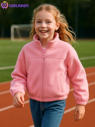 Girls Cropped Fleece Jacket - Warm Zip-Up with Pockets and Adjustable Hem for Sporty or Everyday Style2