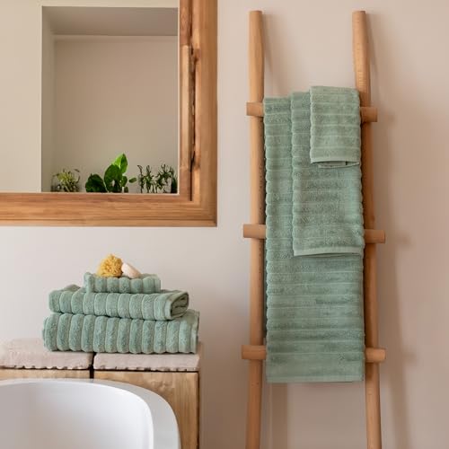 BERIBO Cloud 6 Piece Turkish Towel Set, 2x Bath, 2 Hand, 2 Face Towels, 620gsm, 100% Cotton (Sea Foam)