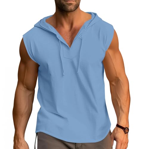 Camiseta sin mangas de hombre en algodón puro transpirable para gimnasio y musculación