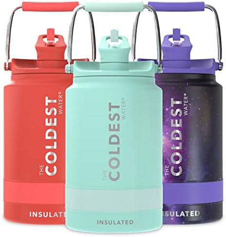 COLDEST Sports Water Bottle 128 oz/One Gallon (Straw Lid), Leak Proof, Vacuum Insulated Stainless Steel, Hot Cold, Double Walled, Thermo Mug, Metal Canteen Growler Jug
