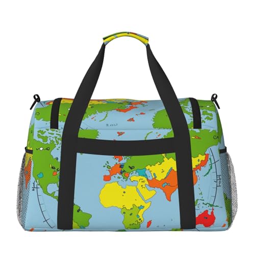 Time Zone Map Print Travel Duffel Bag for Men & Women, Foldable Travel Bags and Spacious Weekender Tote Bag for Storage Toiletry Luggage Personal Item2