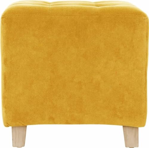 Image of Pouffes Bench Seating Stool for Living Room Office Patio Kitchen Bench Puffy Wooden Mudda Ottoman Stools Set of 2 Footrest Stool Pouf.(Yellow)
