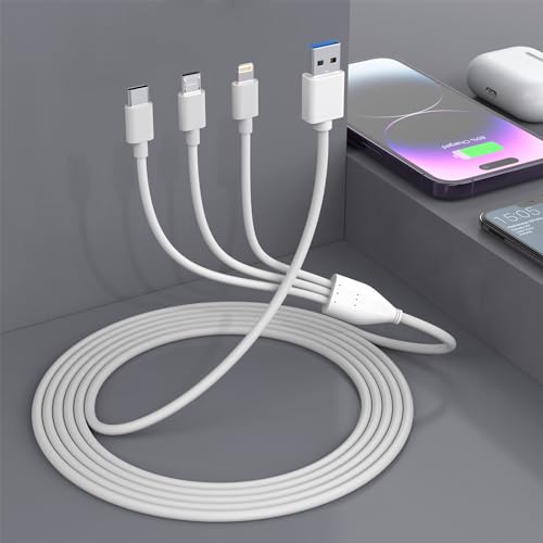 Cable de carga múltiple 3 en 1 USB universal para iPhone, tipo C, micro USB, cable de carga Lightning, cable trenzado de nailon, adaptador de cargador de teléfono para iPhone, iPad, Samsung, Pixel