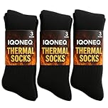 IQONEQ Thick Thermal Winter Socks - Pack of 3 Pairs - Warm, Insulated - For Men, Women and Kids - Adult Size 6-11 UK, Black, One Size
