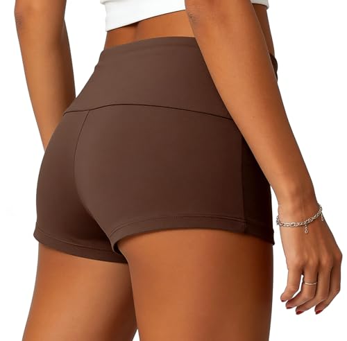 Image of Women Low Waist Lounge Shorts Fold Over Skinny Pajamas Shorts Summer Casual Pj Bottom Sleep Shorts